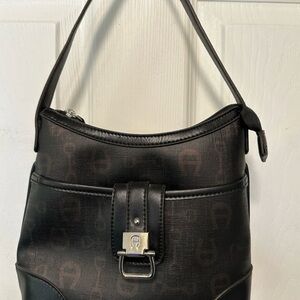 Etienne Aigner Purse Dark Brown Signature Logo/Leather